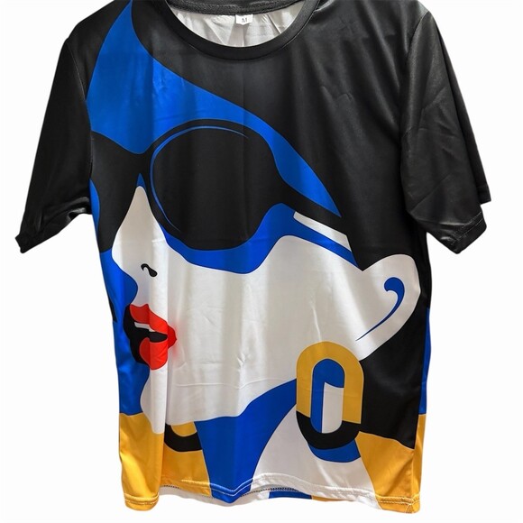 unknown Tops - T-Shirt Womens Size M Multicolor Abstract Face Graphic Tee